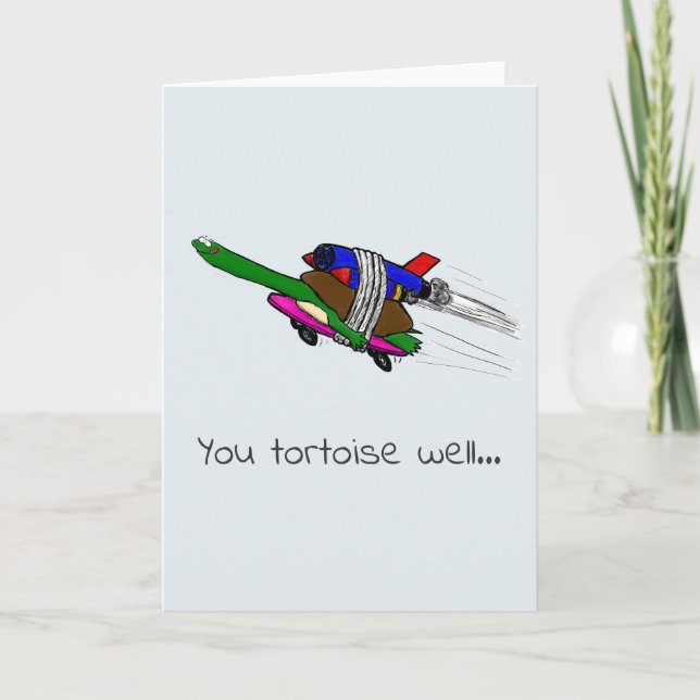 flying tortoise funny card. letterpress thank you card (Front)