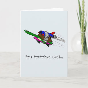 flying tortoise funny card. letterpress thank you card