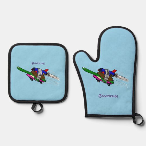 Flying tortoise oven mitt  pot holder set