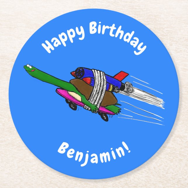 Flying tortoise round paper coaster (Front)