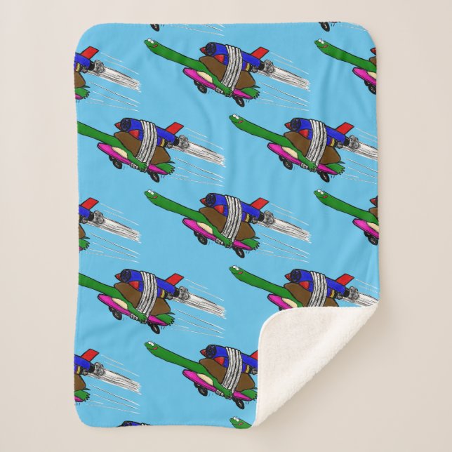 Flying tortoise sherpa blanket (Front)