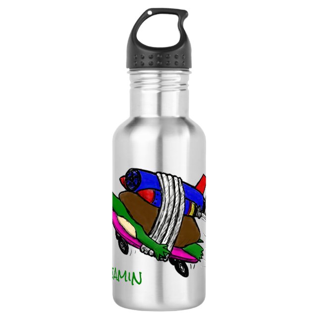Flying tortoise stainless steel water bottle (Front)