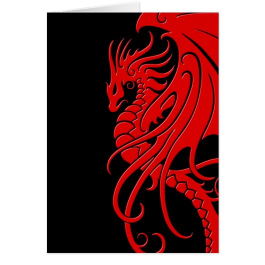 Flying Tribal Dragon - red on black (Front)