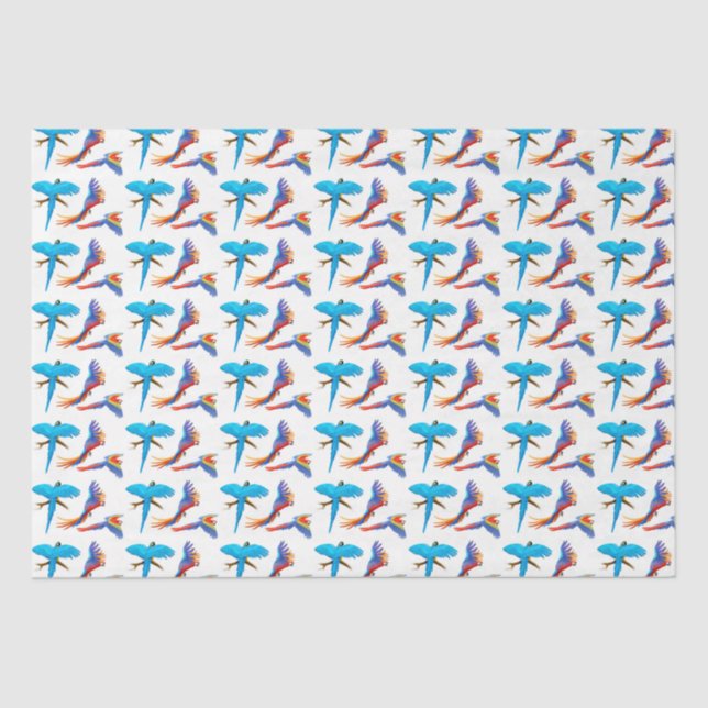 Flying Tropical Macaw Parrots Tissue Paper (Front)