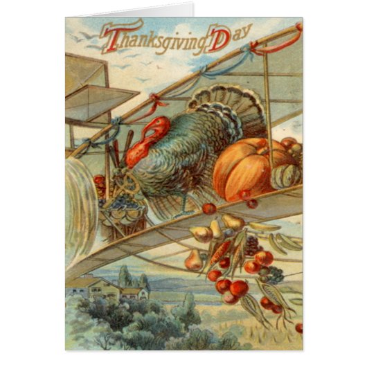 Flying Turkey Airplane Pumpkin Apple Pear Corn Cards (Front)