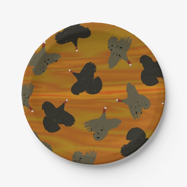 Flying Turkey Sunset Paper Plates (Front)