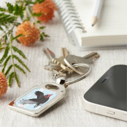 Flying Turkey Vulture Rectangle Metal Keychain