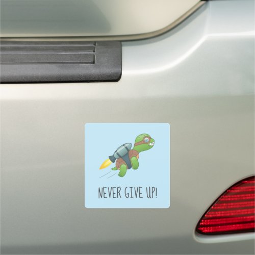 Flying Turtle with a Jetpack Blue Car Magnet
