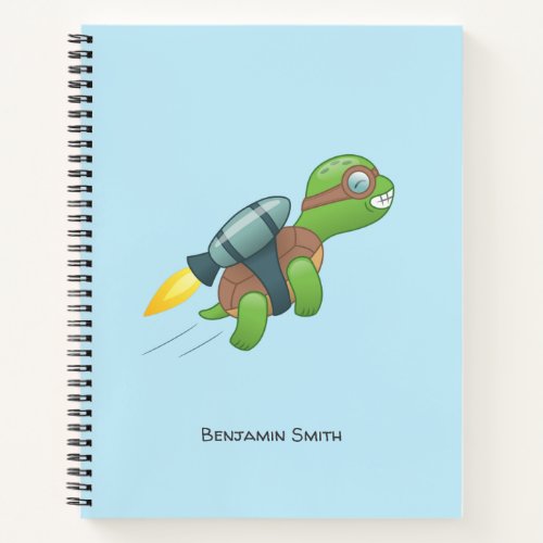 Flying Turtle with a Jetpack Blue Notebook