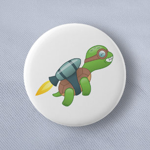 Flying Turtle with a Jetpack Button