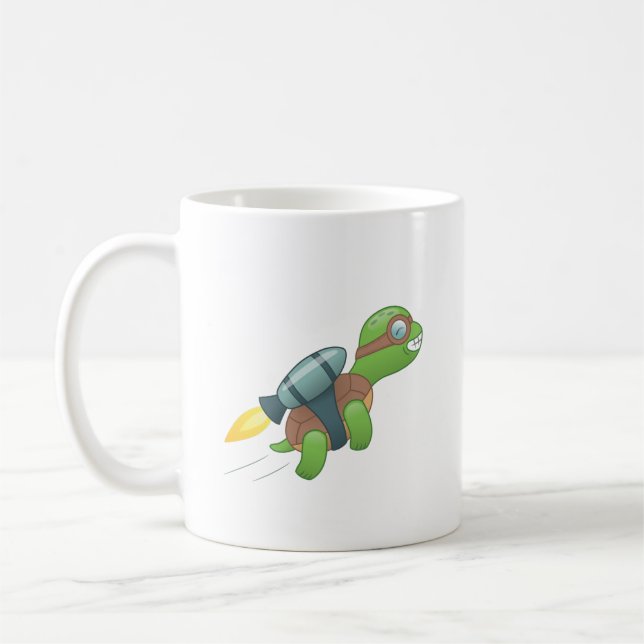 Flying Turtle with a Jetpack Coffee Mug (Left)