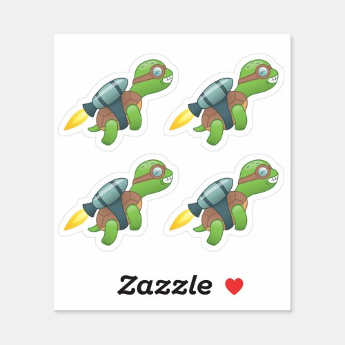 Flying Turtle with a Jetpack Set of 4 Sticker