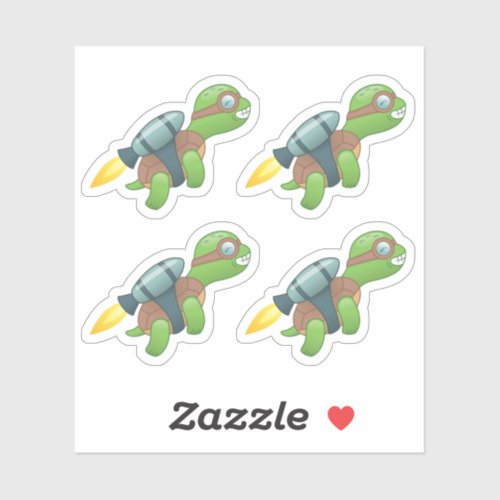 Flying Turtle with a Jetpack Set of 4 Sticker