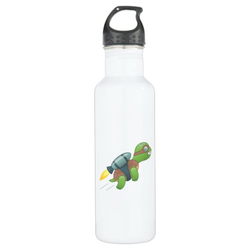 Flying Turtle with a Jetpack Stainless Steel Water Bottle