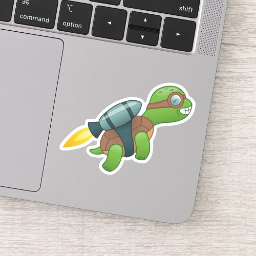 Flying Turtle with a Jetpack Sticker