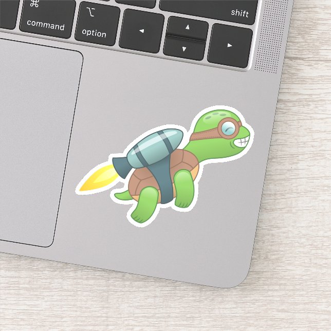 Flying Turtle with a Jetpack Sticker (Detail)