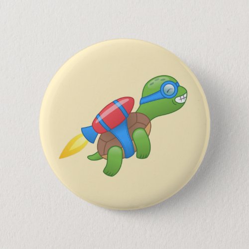 Flying Turtle with a Red Jetpack Yellow Button