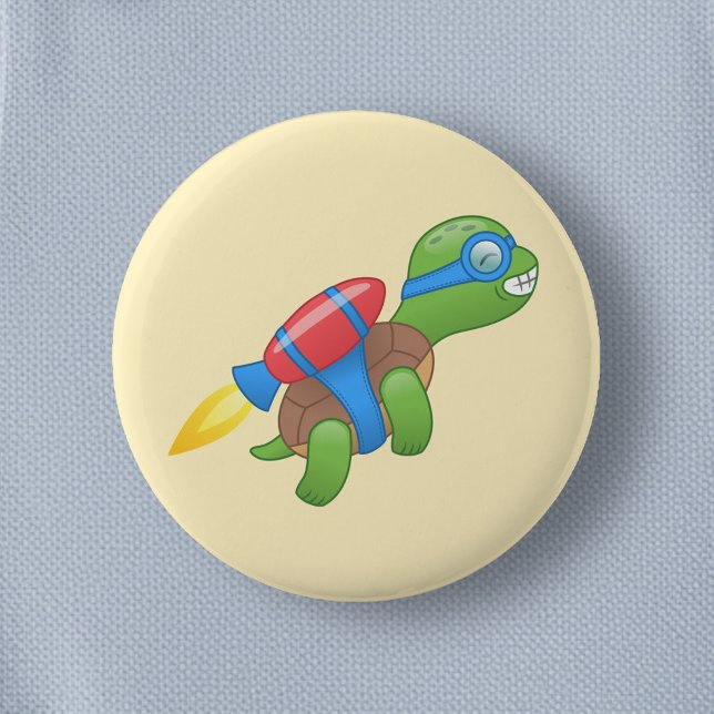 Flying Turtle with a Red Jetpack Yellow Button (Creator Uploaded)