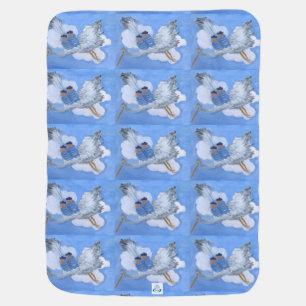 Flying Twin Boys and Stork Blanket