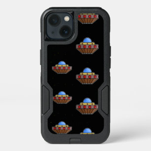 Flying ufo in space black iPhone 13 case
