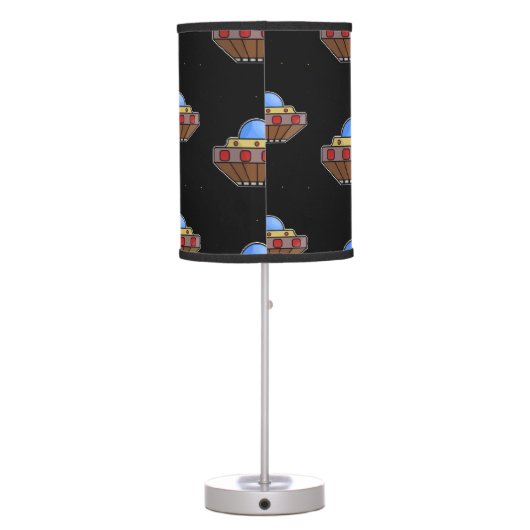 Flying ufo in space black table lamp (Back)