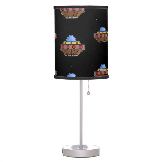 Flying ufo in space black table lamp (Left)