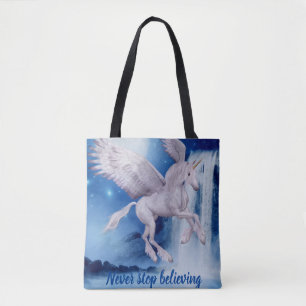 Flying Unicorn Believe Inspirational Tote Bag