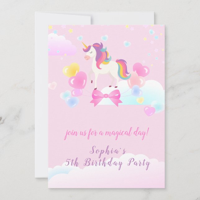 Flying Unicorn Birthday Invitation (Front)