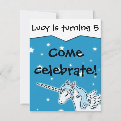 Flying Unicorn Customizable Birthday Invitation