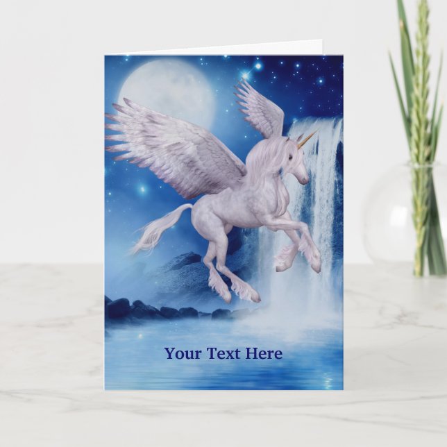 Flying Unicorn Fantasy Horse Photo Card (Front)