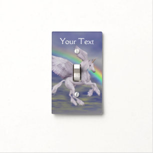 Flying Unicorn Horse Rainbow Animal Art Light Switch Cover