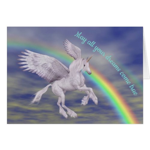 Flying Unicorn Over Rainbow Dreams Inspirational