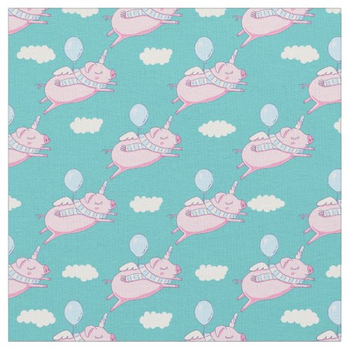 Flying Unicorn Pigs with Wings Fabric