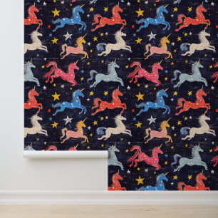 Flying Unicorn Pony Chalk Drawing Pattern Wallpaper