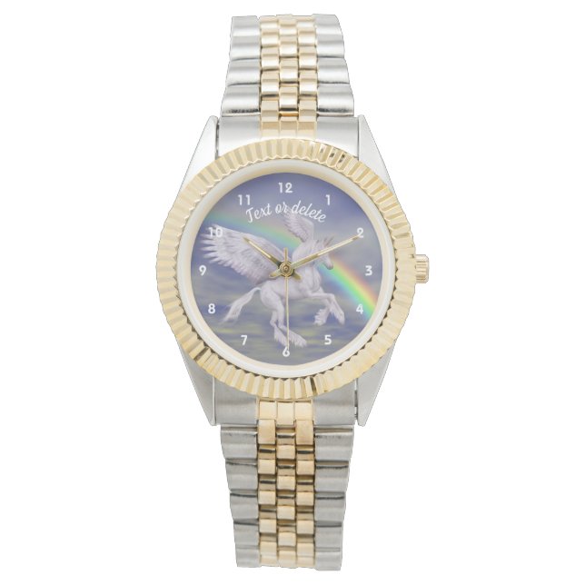 Flying Unicorn Rainbow Animal Art Personalized Watch (Front)