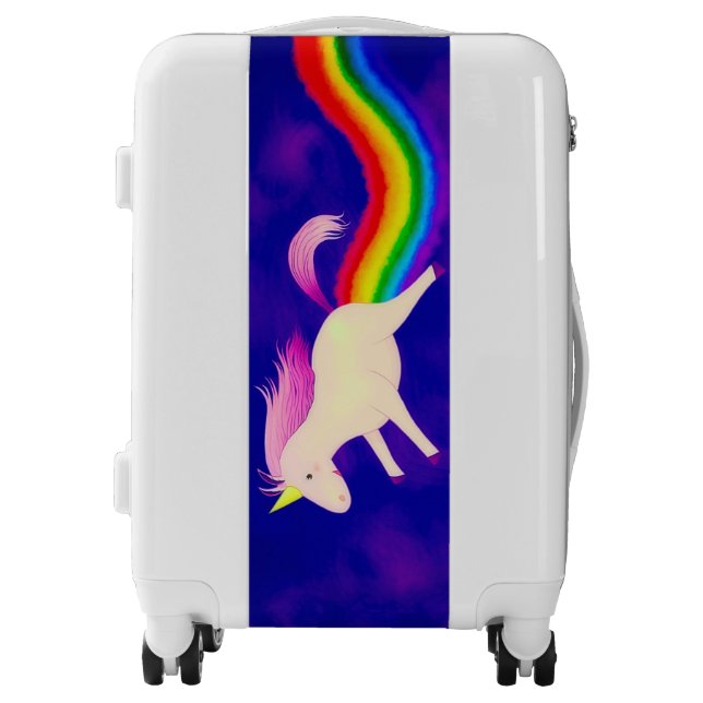 Flying Unicorn Rainbow Custom Personlized Name Luggage (Front)