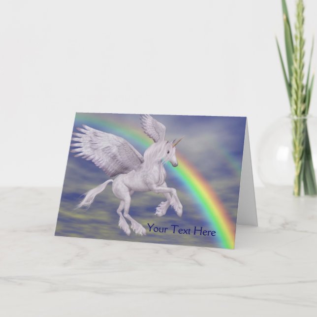 Flying Unicorn Rainbow Fantasy Art Photo Card (Front)