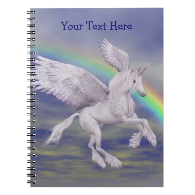 Flying Unicorn Rainbow Personalized Notebook (Front)