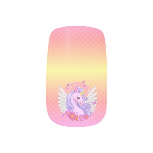 Flying Unicorn Rainbow Pink Ethereal Design Minx Nail Art