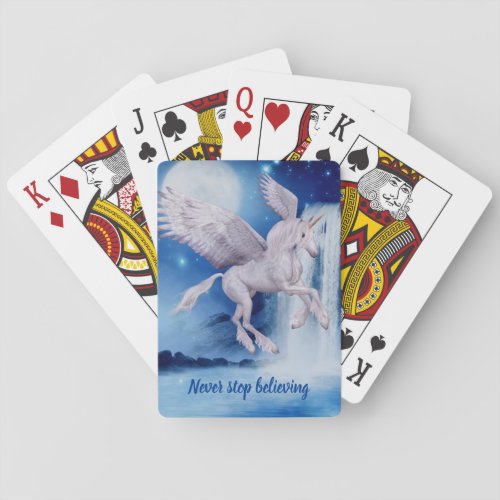 Flying Unicorn Waterfall Believe Fantasy Horse  Playing Cards
