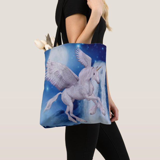 Flying Unicorn Waterfall Fantasy Horse  Tote Bag (Close Up)