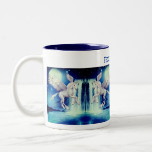 Flying Unicorn Waterfall Fantasy Personalized Two-Tone Coffee Mug