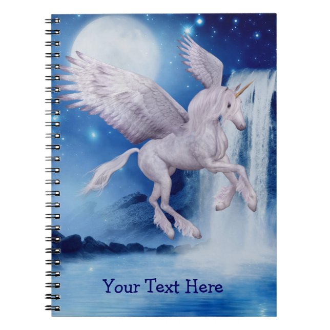 Flying Unicorn Waterfall Personalized  Notebook (Front)
