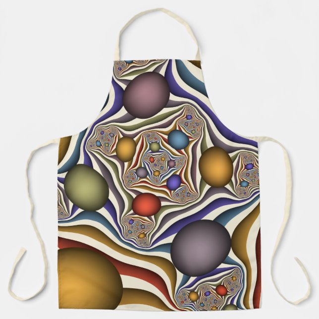 Flying Up Colorful Modern Abstract Fractal Art Apron (Front)