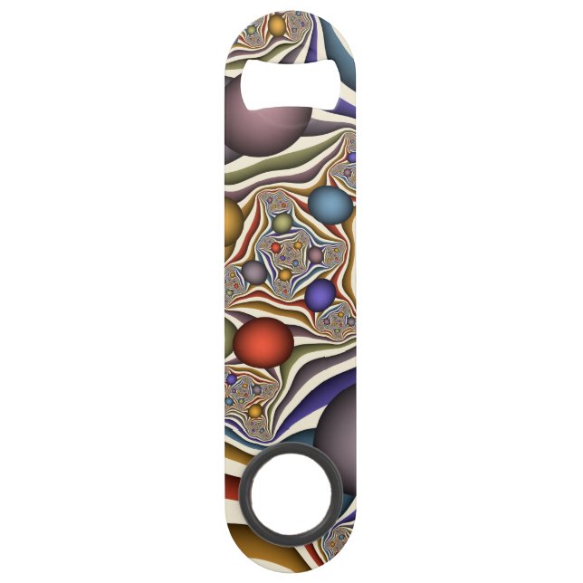 Flying Up Colorful Modern Abstract Fractal Art Bar Key (Front)