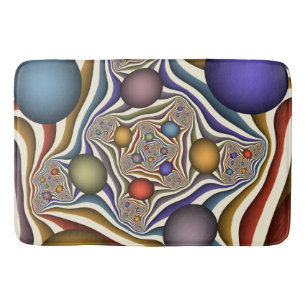 Flying Up Colorful Modern Abstract Fractal Art Bath Mat