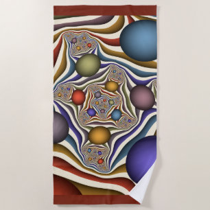 Flying Up, Colorful, Modern, Abstract Fractal Art Beach Towel