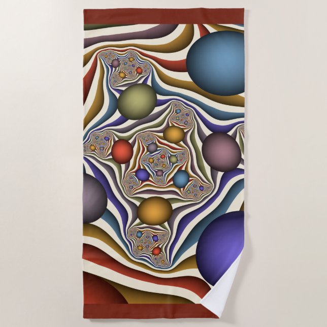 Flying Up, Colorful, Modern, Abstract Fractal Art Beach Towel (Front)