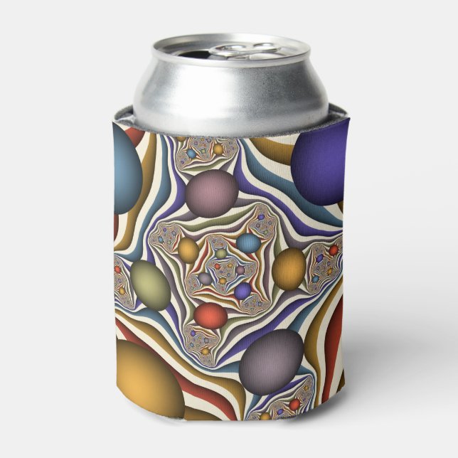 Flying Up Colorful Modern Abstract Fractal Art Can Cooler (Can Front)