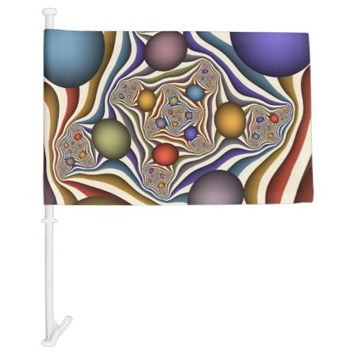 Flying Up Colorful Modern Abstract Fractal Art Car Flag